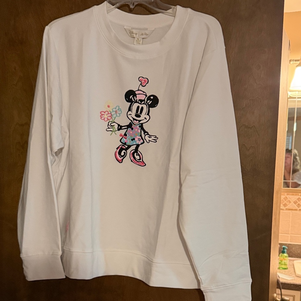 Disney White Sweatshirt with Minnie Mouse Floral Graphic
